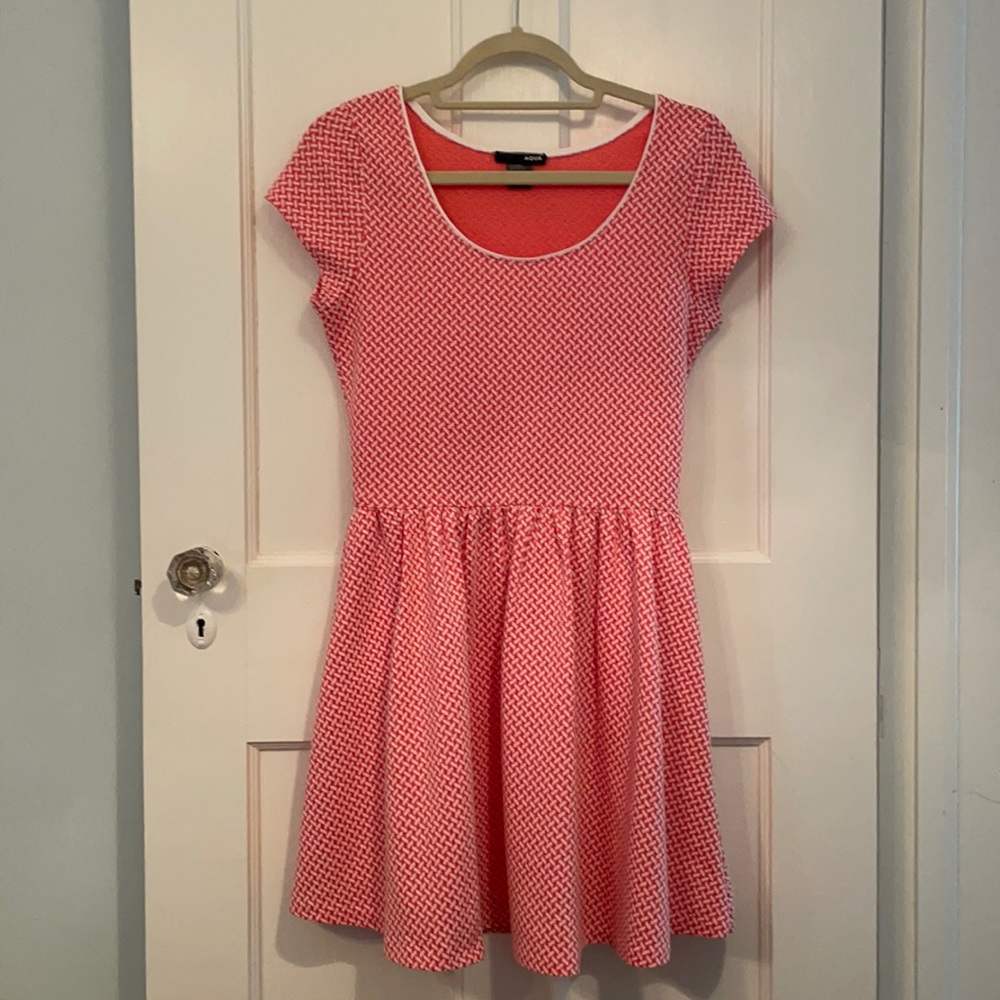 AQUA BY BLOOMINGDALES FIT AND FLARE ORANGE DRESS